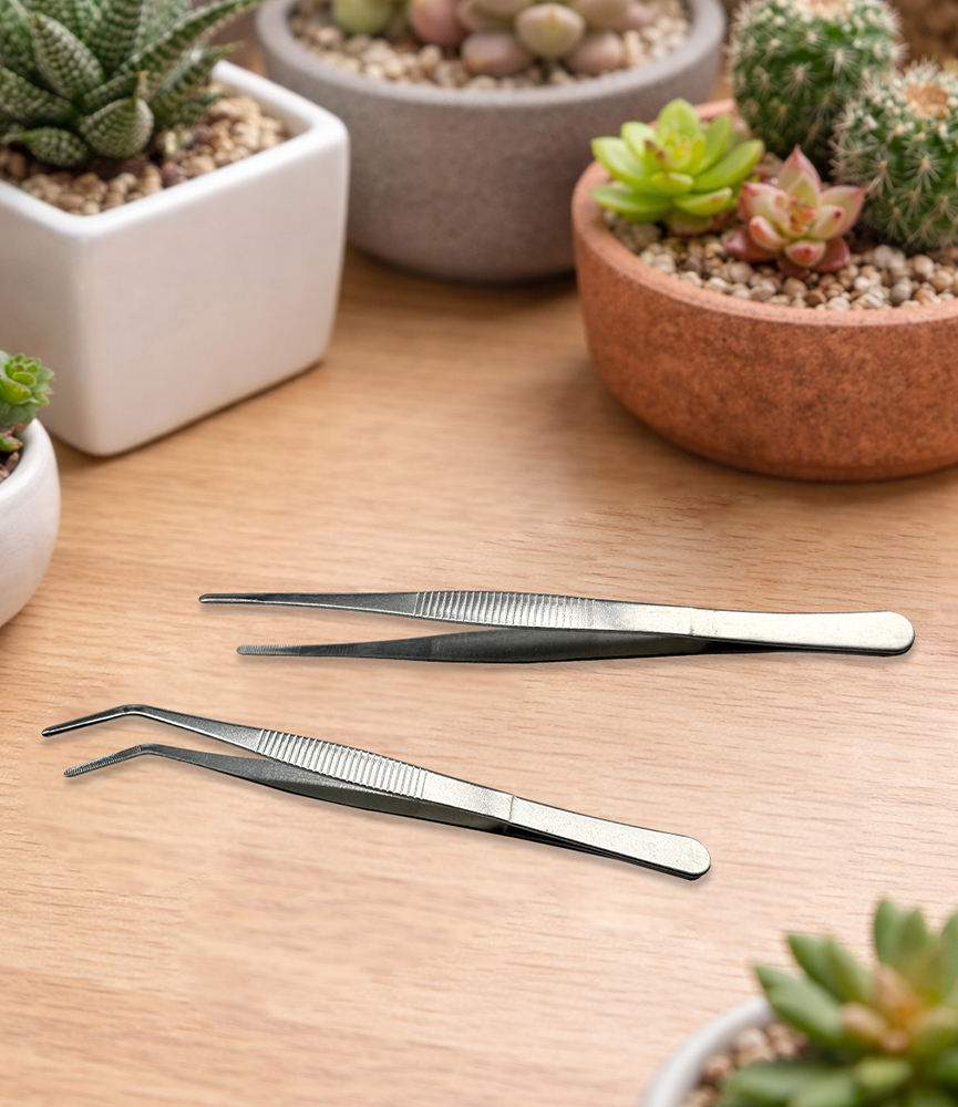 다육이 핀셋 2종 세트 (일자형+곡선형) 다용도 원예용 식물 분갈이용