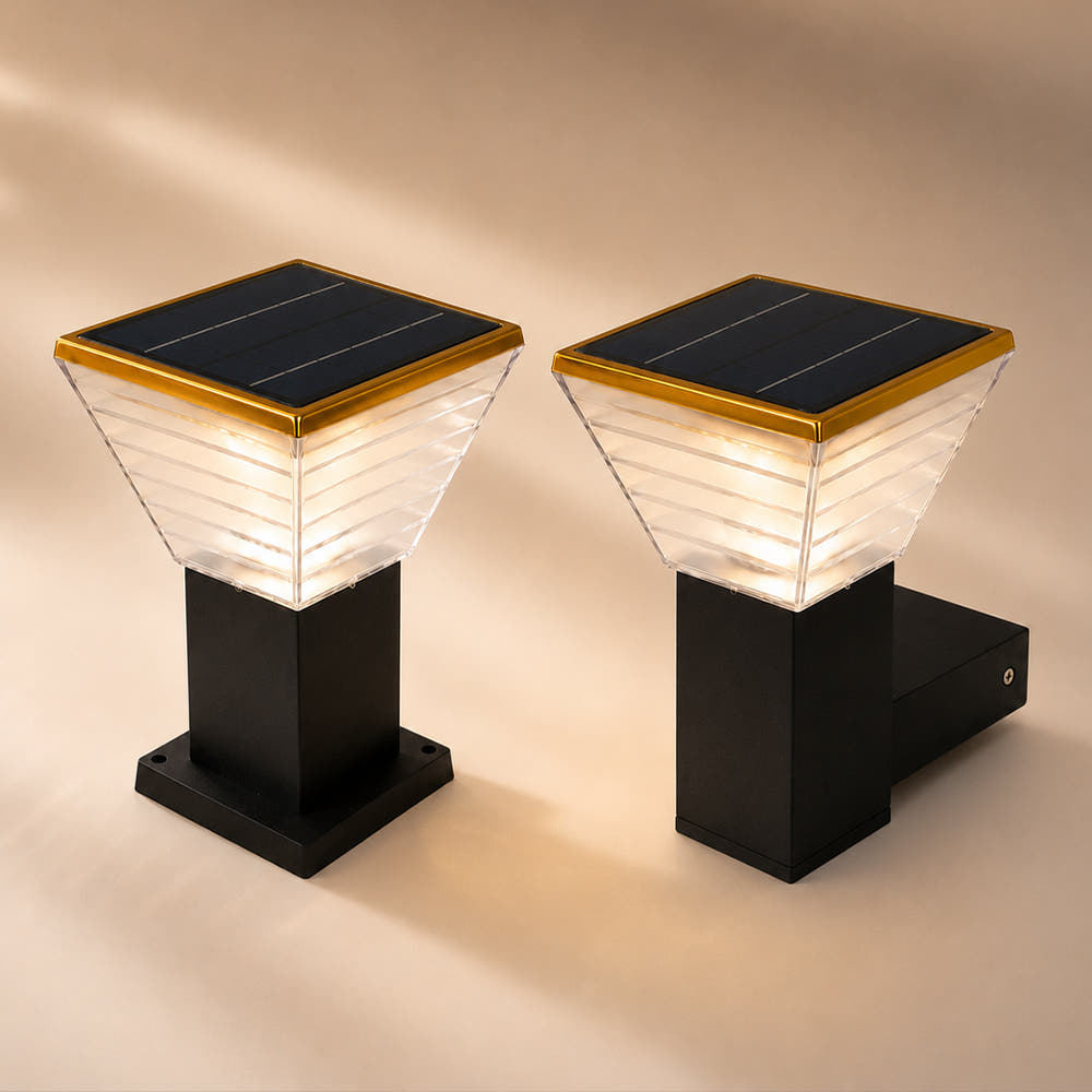 LED 태양광 골드 큐브 문주등 벽등 리모컨 색변환
