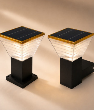 LED 태양광 골드 큐브 문주등 벽등 리모컨 색변환